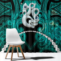 Maori Matariki Manaia Turquoise Window Curtain Maori Kowhaiwhai Pattern Galaxy LT01 - Polynesian Pride