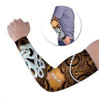Personalised Maori Matariki Manaia Kowhai Arm Sleeves Maori Kowhaiwhai Pattern Galaxy LT01 Set of 2 Yellow - Polynesian Pride