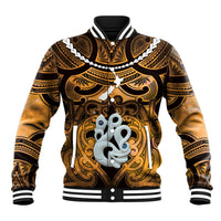 Personalised Maori Matariki Manaia Kowhai Baseball Jacket Maori Kowhaiwhai Pattern Galaxy LT01 Unisex Yellow - Polynesian Pride