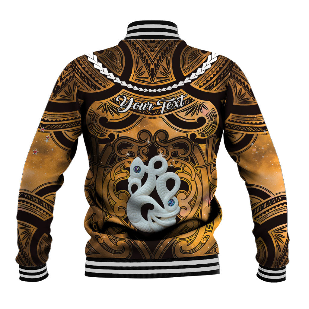 Personalised Maori Matariki Manaia Kowhai Baseball Jacket Maori Kowhaiwhai Pattern Galaxy LT01 - Polynesian Pride