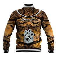 Personalised Maori Matariki Manaia Kowhai Baseball Jacket Maori Kowhaiwhai Pattern Galaxy LT01 - Polynesian Pride