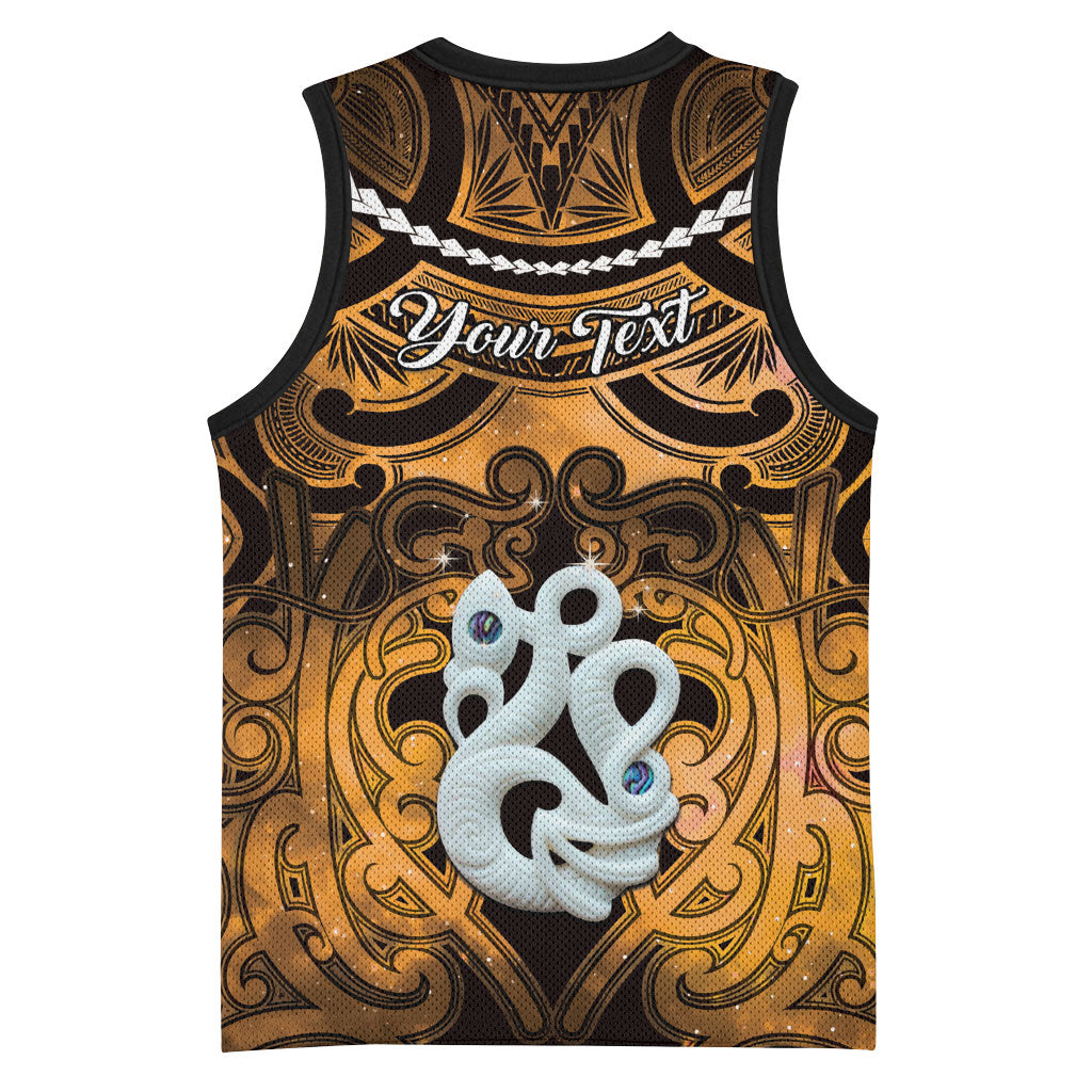 Personalised Maori Matariki Manaia Kowhai Basketball Jersey Maori Kowhaiwhai Pattern Galaxy LT01 - Polynesian Pride