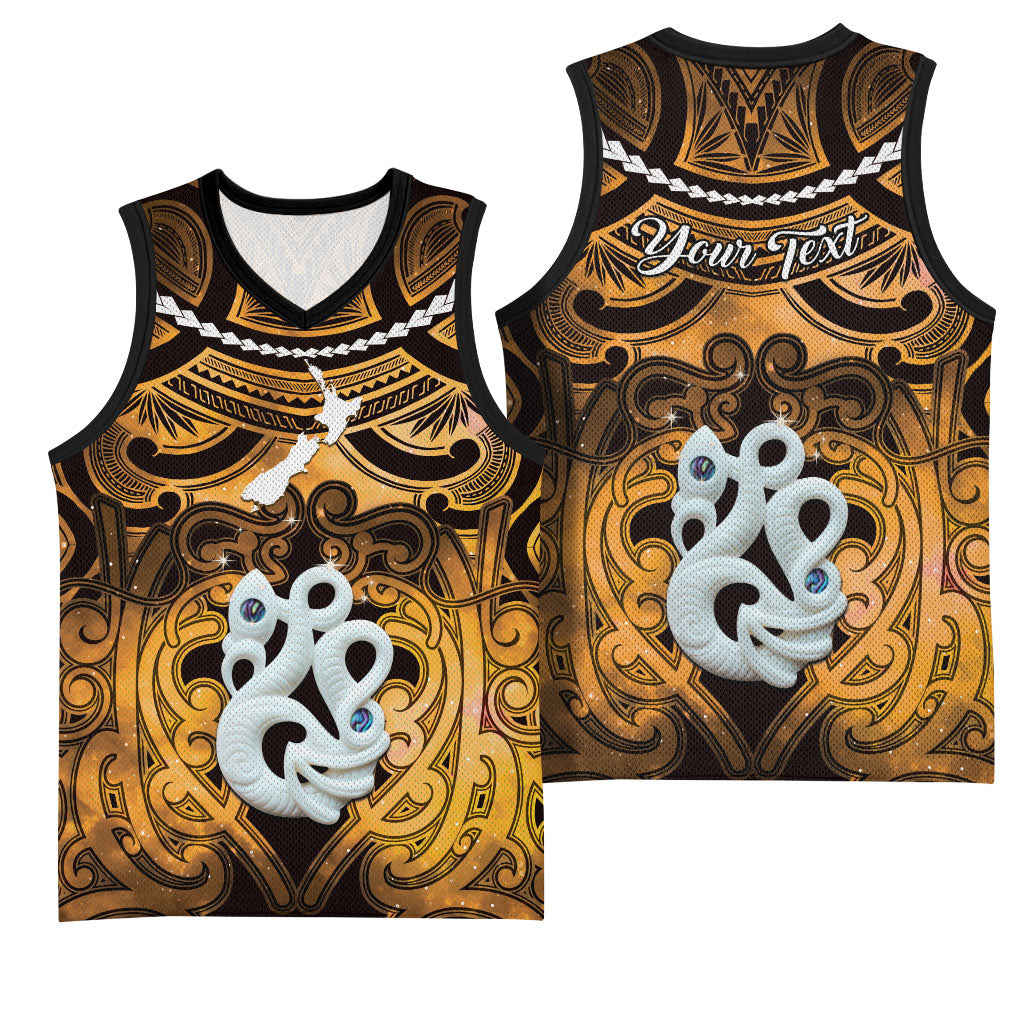 Personalised Maori Matariki Manaia Kowhai Basketball Jersey Maori Kowhaiwhai Pattern Galaxy LT01 - Polynesian Pride