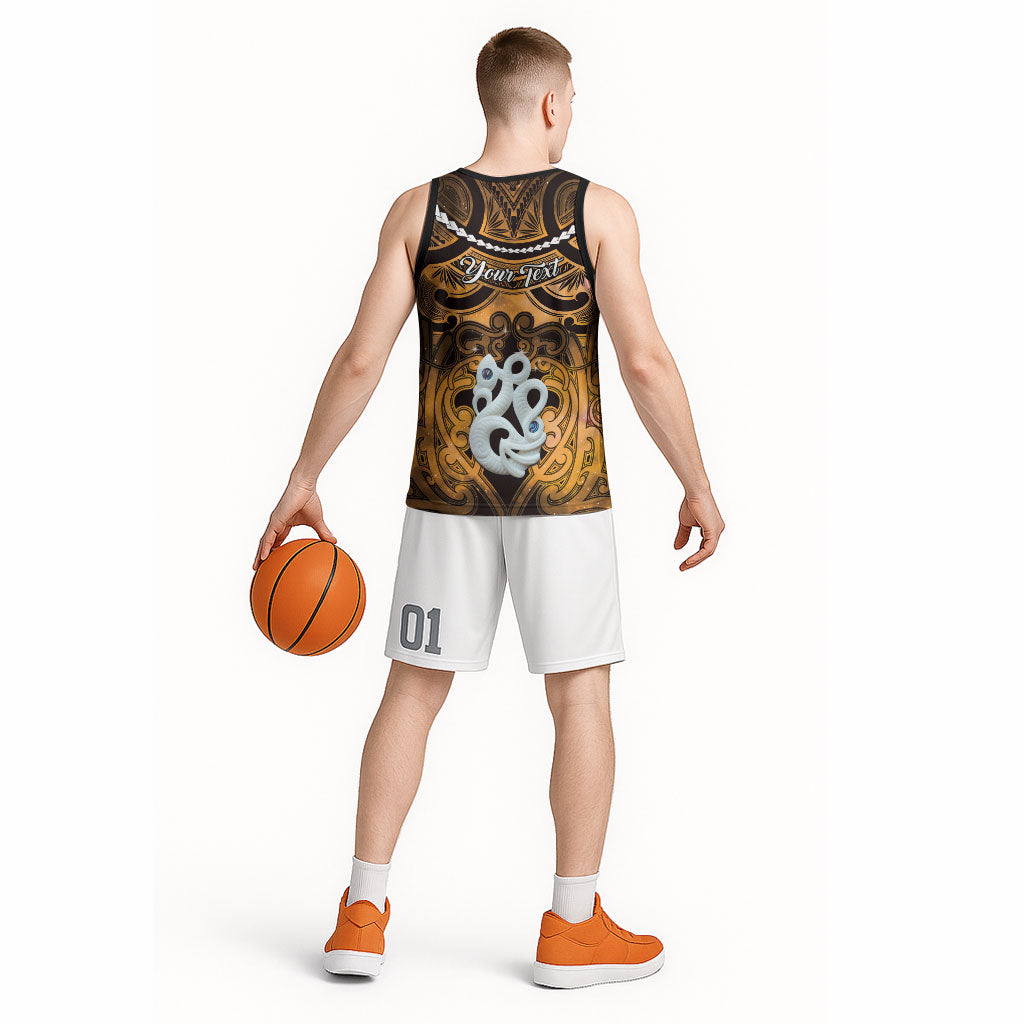 Personalised Maori Matariki Manaia Kowhai Basketball Jersey Maori Kowhaiwhai Pattern Galaxy LT01 - Polynesian Pride