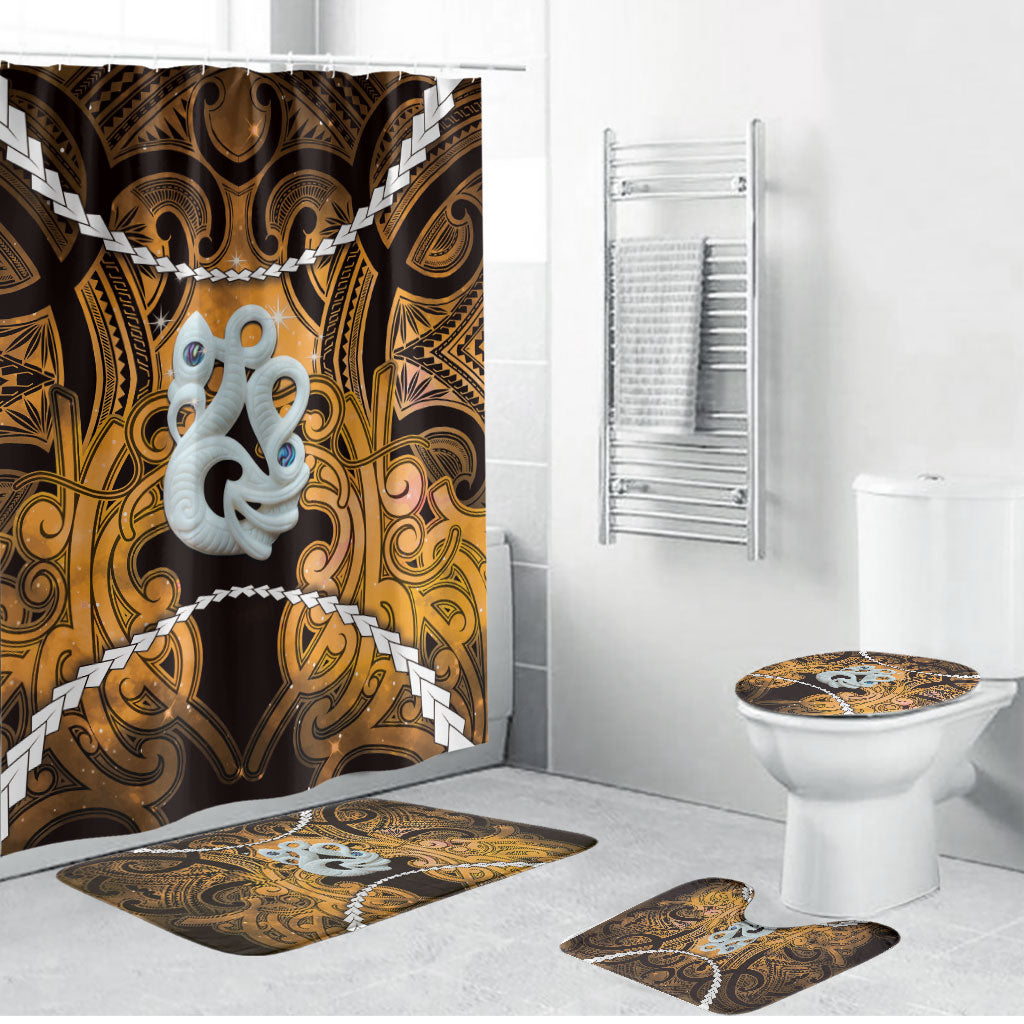 Maori Matariki Manaia Kowhai Bathroom Set Maori Kowhaiwhai Pattern Galaxy LT01 Bathroom Set (4 pcs) Yellow - Polynesian Pride