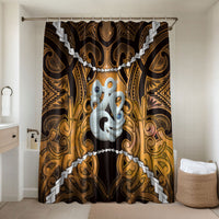 Maori Matariki Manaia Kowhai Bathroom Set Maori Kowhaiwhai Pattern Galaxy LT01 Shower Curtain Only Yellow - Polynesian Pride