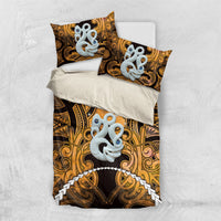 Maori Matariki Manaia Kowhai Bedding Set Maori Kowhaiwhai Pattern Galaxy LT01 US Twin 172cm x 218cm Yellow - Polynesian Pride