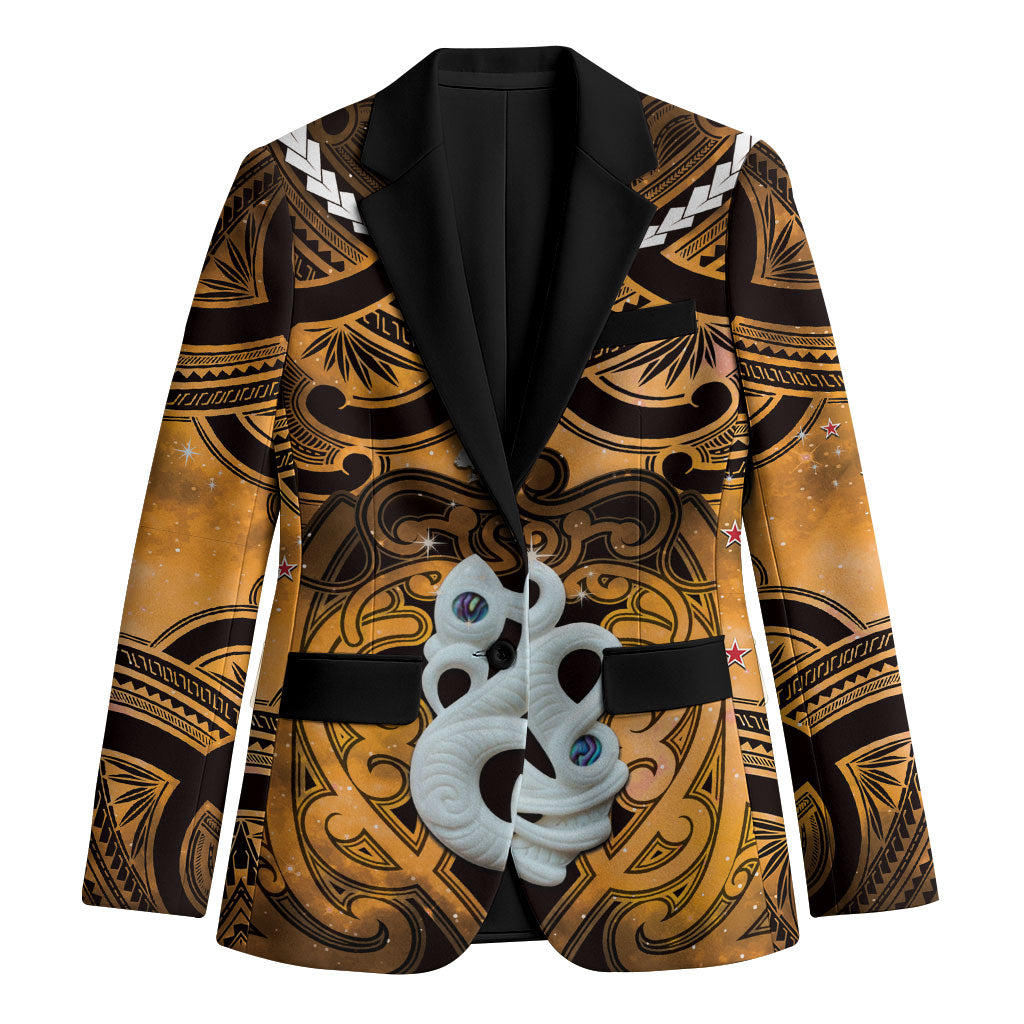 Personalised Maori Matariki Manaia Kowhai Blazer Maori Kowhaiwhai Pattern Galaxy LT01 Unisex Yellow - Polynesian Pride