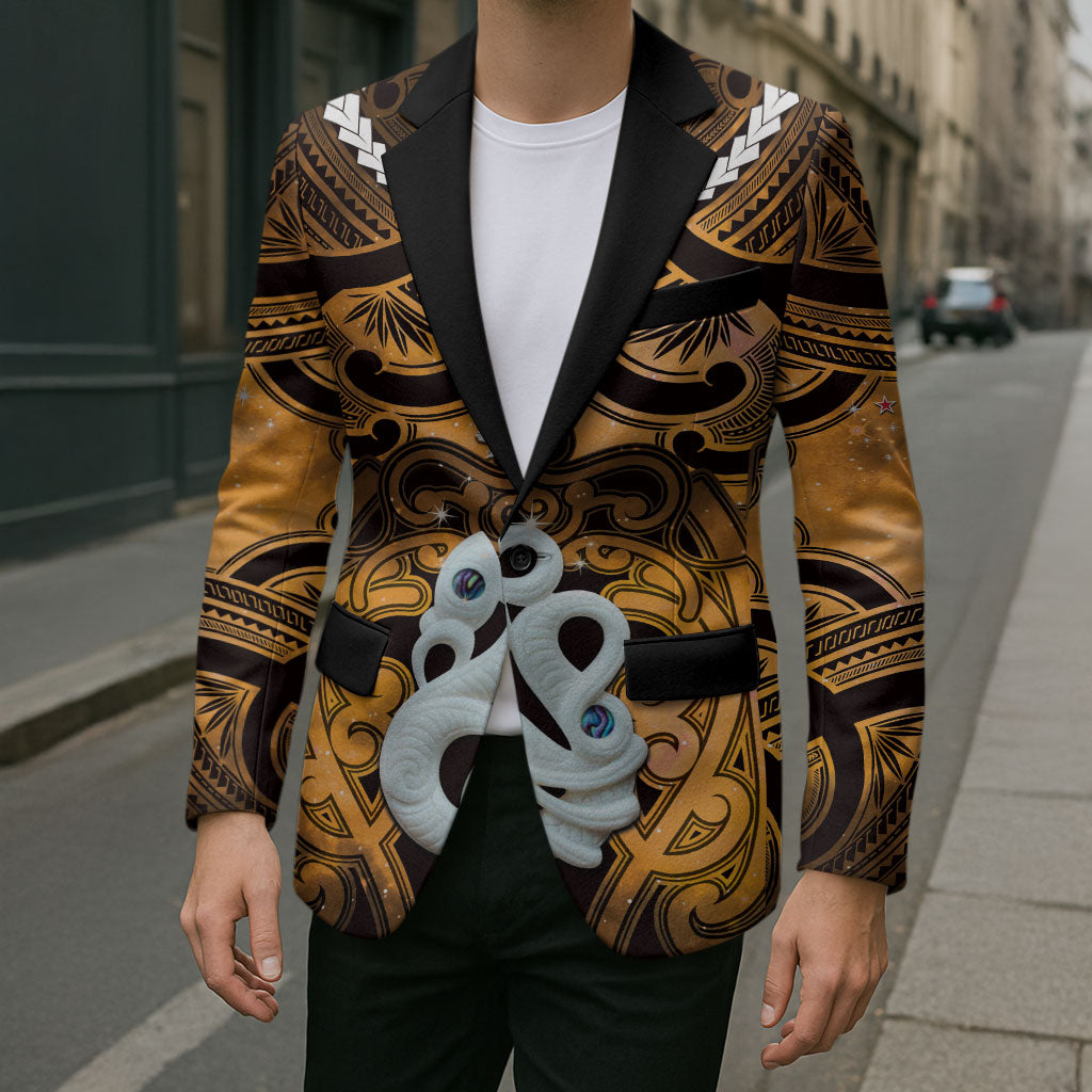 Personalised Maori Matariki Manaia Kowhai Blazer Maori Kowhaiwhai Pattern Galaxy LT01 - Polynesian Pride