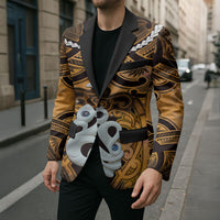 Personalised Maori Matariki Manaia Kowhai Blazer Maori Kowhaiwhai Pattern Galaxy LT01 - Polynesian Pride