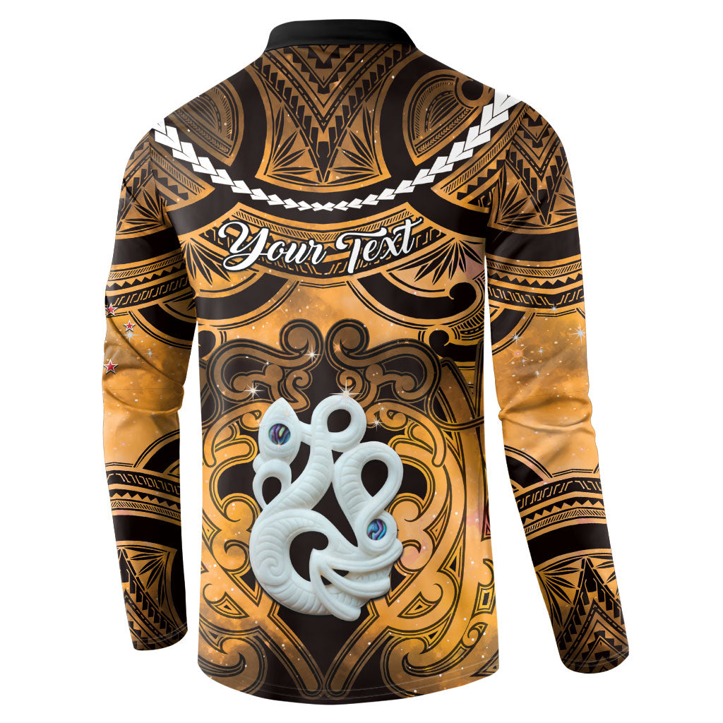 Personalised Maori Matariki Manaia Kowhai Button Sweatshirt Maori Kowhaiwhai Pattern Galaxy LT01 - Polynesian Pride