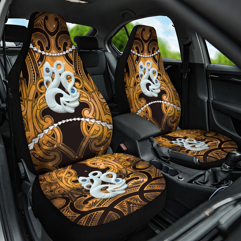 Maori Matariki Manaia Kowhai Car Seat Cover Maori Kowhaiwhai Pattern Galaxy LT01 One Size Yellow - Polynesian Pride