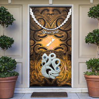 Personalised Maori Matariki Manaia Kowhai Door Cover Maori Kowhaiwhai Pattern Galaxy LT01 Yellow - Polynesian Pride