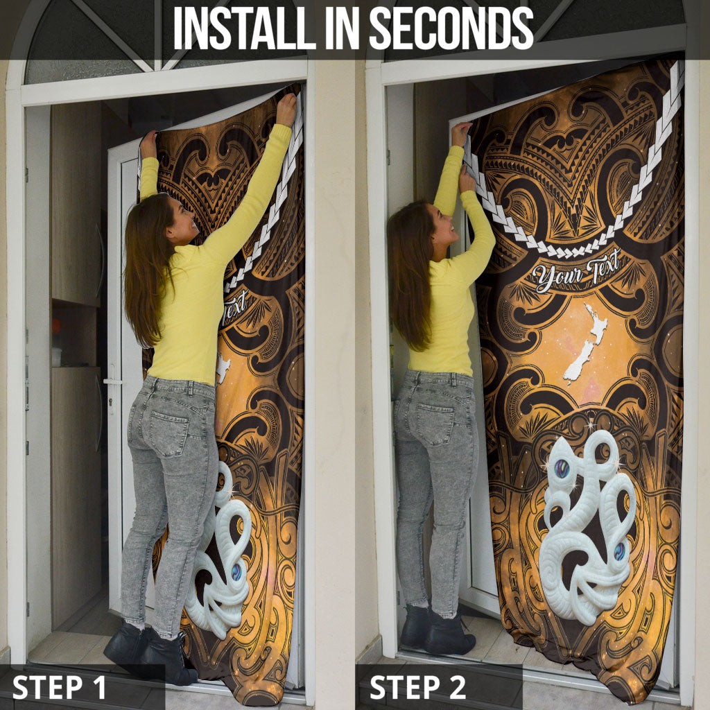 Personalised Maori Matariki Manaia Kowhai Door Cover Maori Kowhaiwhai Pattern Galaxy LT01 - Polynesian Pride