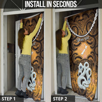 Personalised Maori Matariki Manaia Kowhai Door Cover Maori Kowhaiwhai Pattern Galaxy LT01 - Polynesian Pride