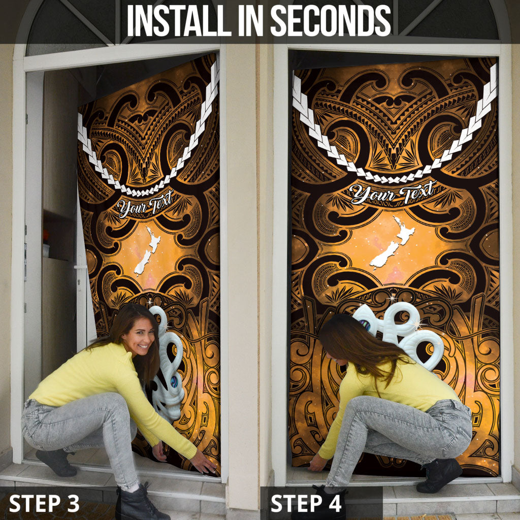 Personalised Maori Matariki Manaia Kowhai Door Cover Maori Kowhaiwhai Pattern Galaxy LT01 - Polynesian Pride