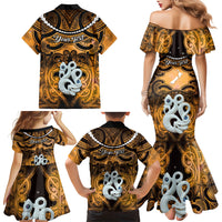 Personalised Maori Matariki Manaia Kowhai Family Matching Mermaid Dress and Hawaiian Shirt Maori Kowhaiwhai Pattern Galaxy