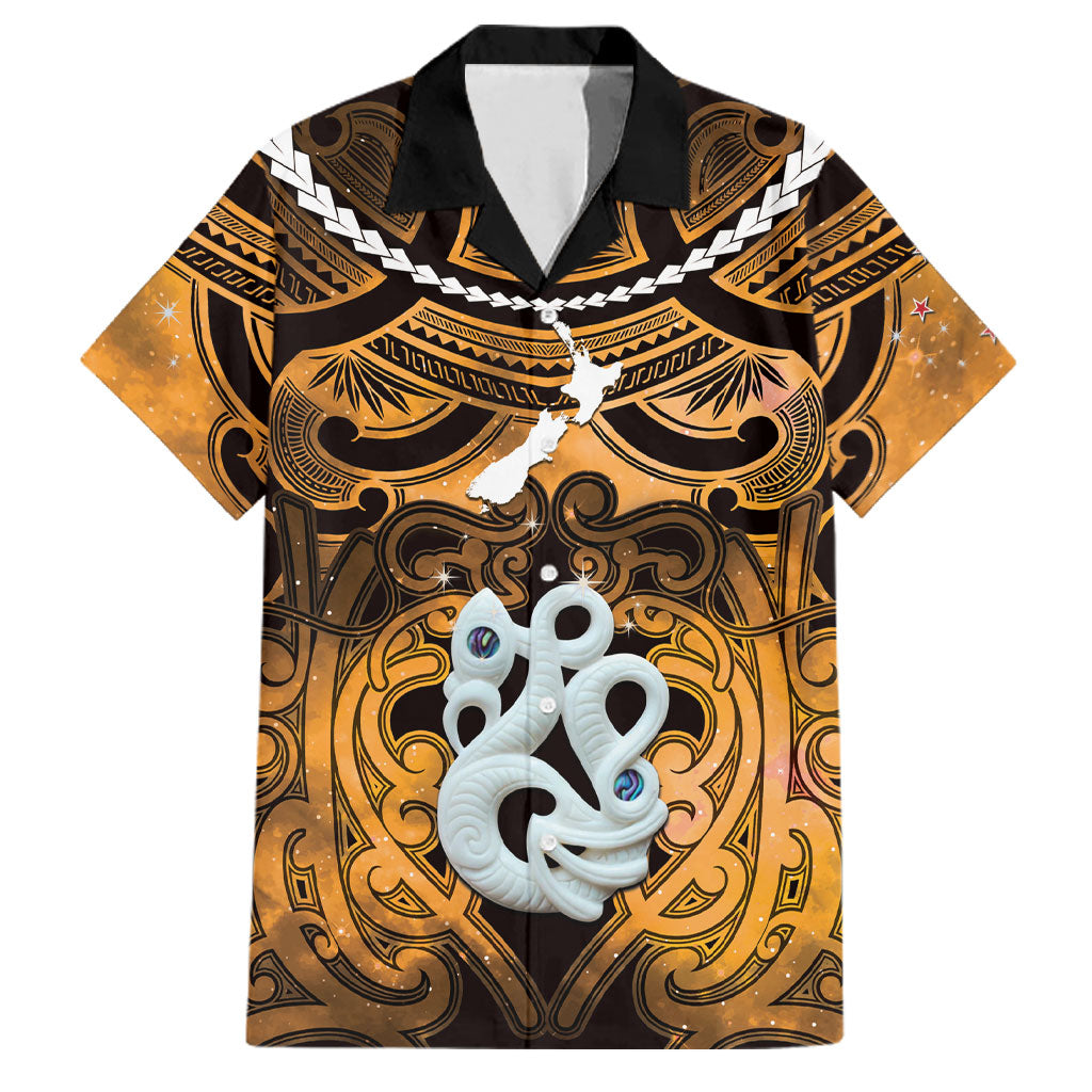 Personalised Maori Matariki Manaia Kowhai Family Matching Mermaid Dress and Hawaiian Shirt Maori Kowhaiwhai Pattern Galaxy