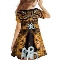 Personalised Maori Matariki Manaia Kowhai Family Matching Off Shoulder Short Dress and Hawaiian Shirt Maori Kowhaiwhai Pattern Galaxy