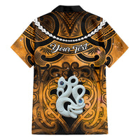 Personalised Maori Matariki Manaia Kowhai Family Matching Off Shoulder Short Dress and Hawaiian Shirt Maori Kowhaiwhai Pattern Galaxy