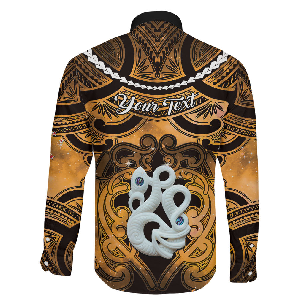 Personalised Maori Matariki Manaia Kowhai Family Matching Off Shoulder Short Dress and Hawaiian Shirt Maori Kowhaiwhai Pattern Galaxy