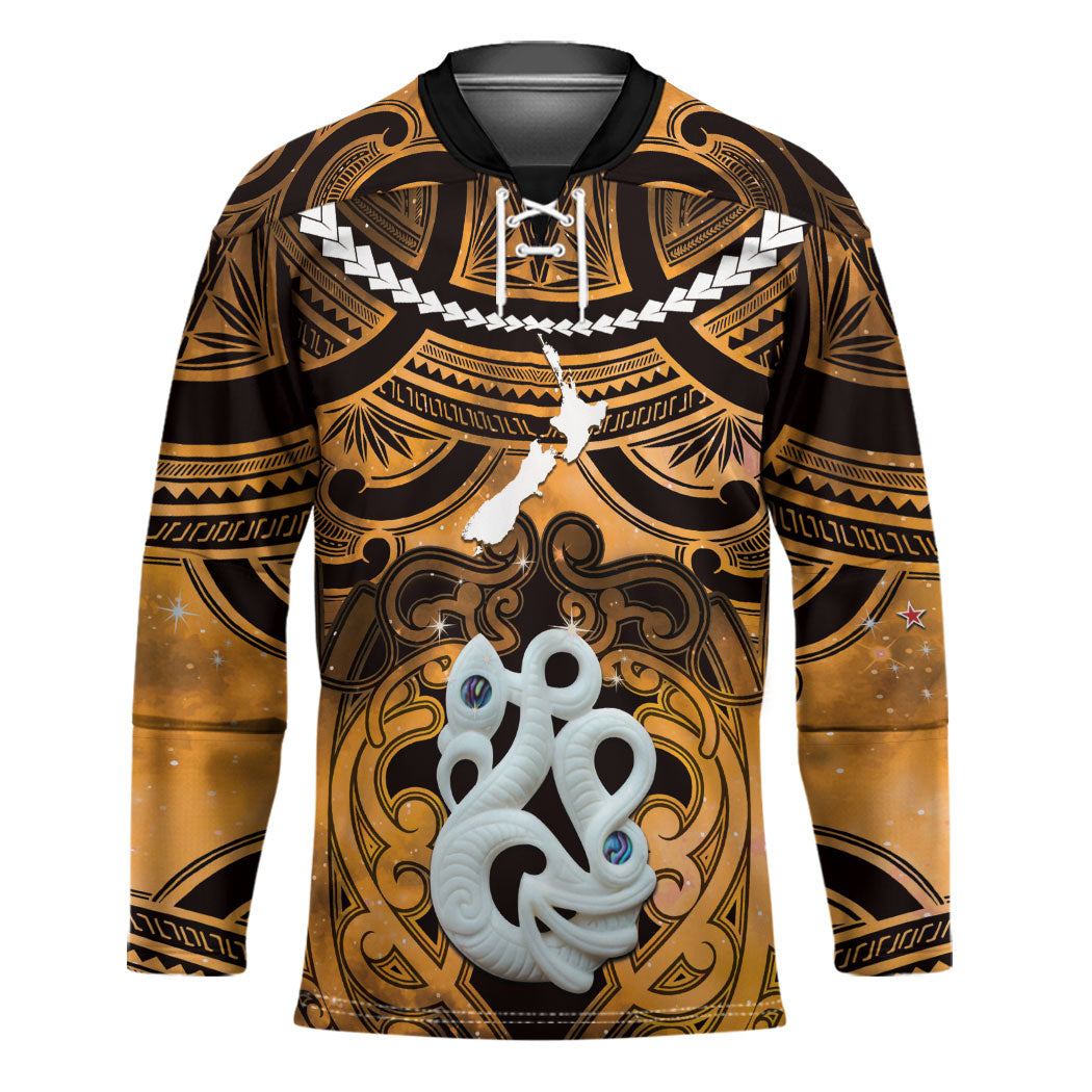 Personalised Maori Matariki Manaia Kowhai Hockey Jersey Maori Kowhaiwhai Pattern Galaxy LT01 Unisex Yellow - Polynesian Pride