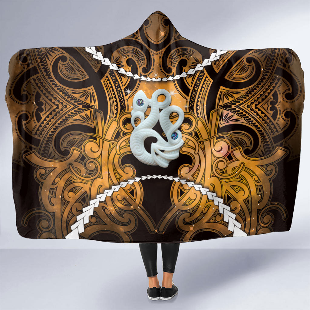 Maori Matariki Manaia Kowhai Hooded Blanket Maori Kowhaiwhai Pattern Galaxy LT01 One Size Yellow - Polynesian Pride
