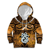 Personalised Maori Matariki Manaia Kowhai Kid Hoodie Maori Kowhaiwhai Pattern Galaxy LT01 Hoodie Yellow - Polynesian Pride