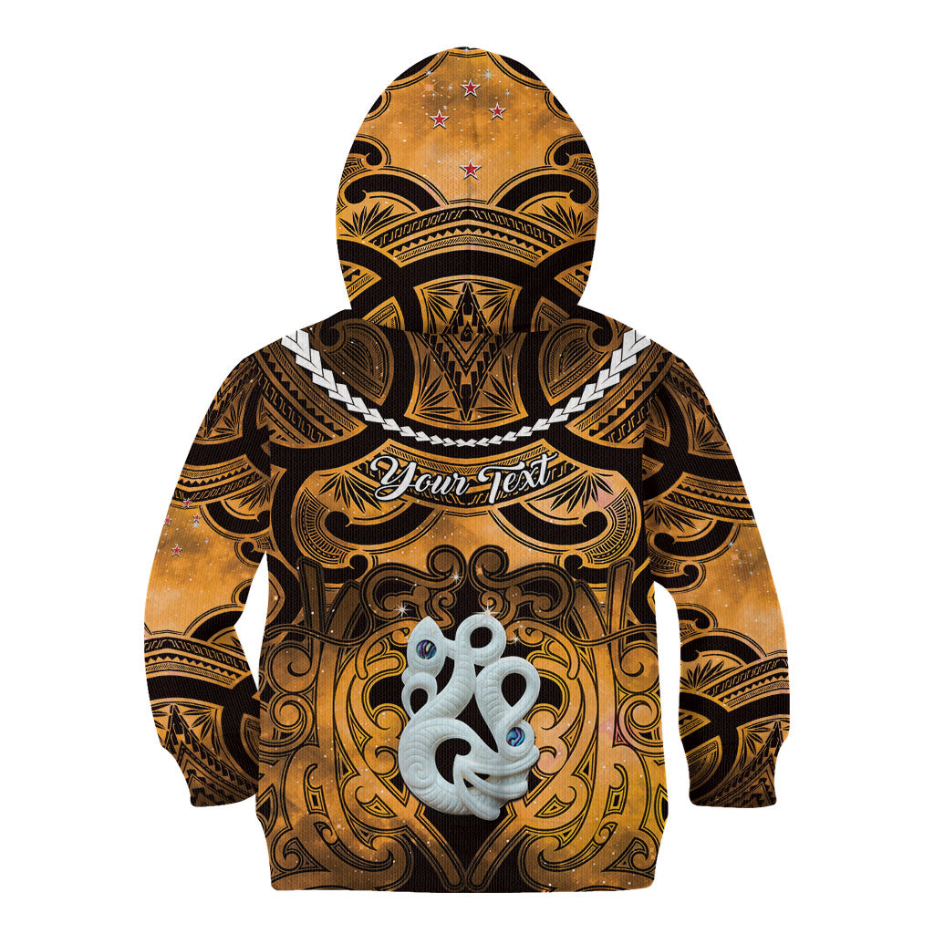 Personalised Maori Matariki Manaia Kowhai Kid Hoodie Maori Kowhaiwhai Pattern Galaxy LT01 - Polynesian Pride