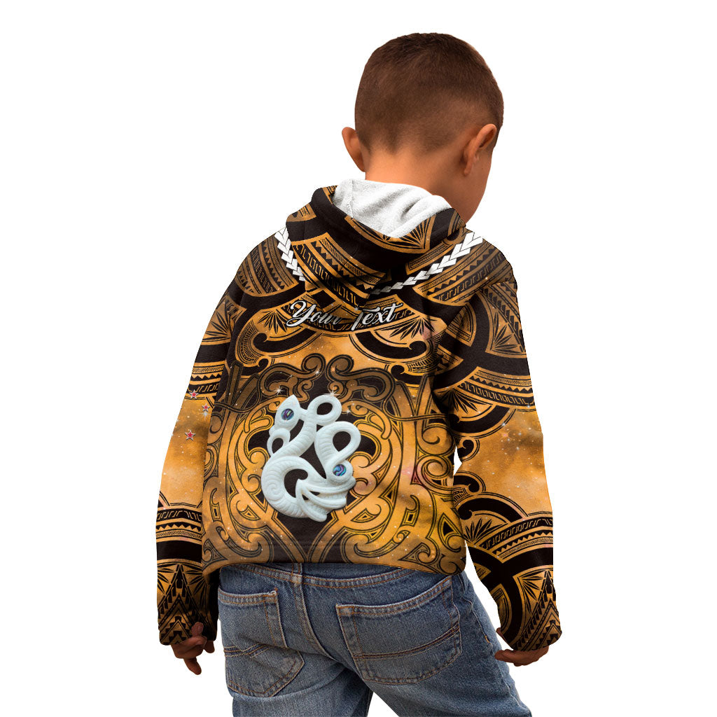 Personalised Maori Matariki Manaia Kowhai Kid Hoodie Maori Kowhaiwhai Pattern Galaxy LT01 - Polynesian Pride