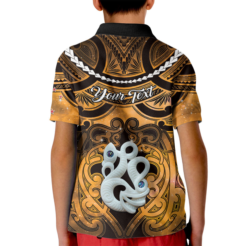 Personalised Maori Matariki Manaia Kowhai Kid Polo Shirt Maori Kowhaiwhai Pattern Galaxy LT01 - Polynesian Pride