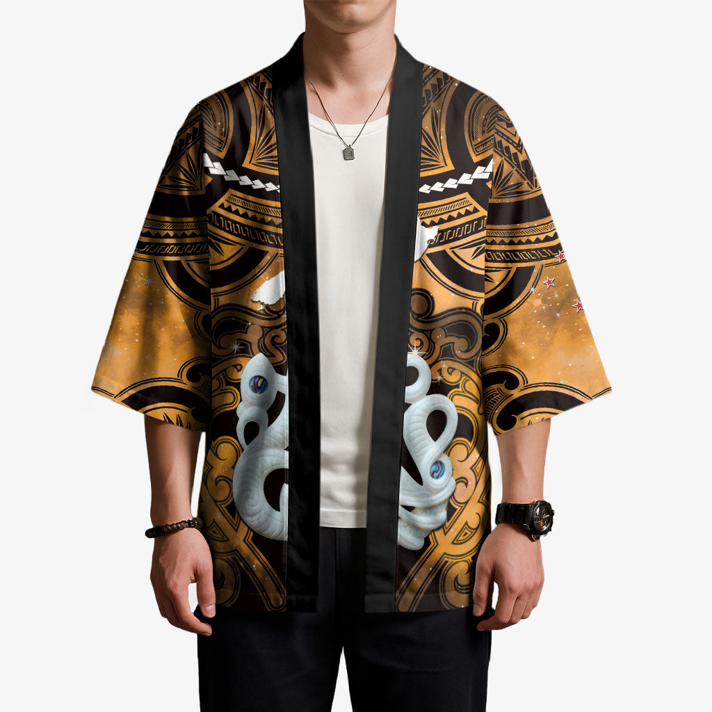 Personalised Maori Matariki Manaia Kowhai Kimono Maori Kowhaiwhai Pattern Galaxy LT01 - Polynesian Pride