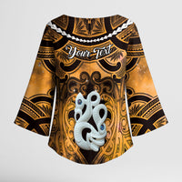 Personalised Maori Matariki Manaia Kowhai Kimono Sleeve Blouse Maori Kowhaiwhai Pattern Galaxy LT01 - Polynesian Pride