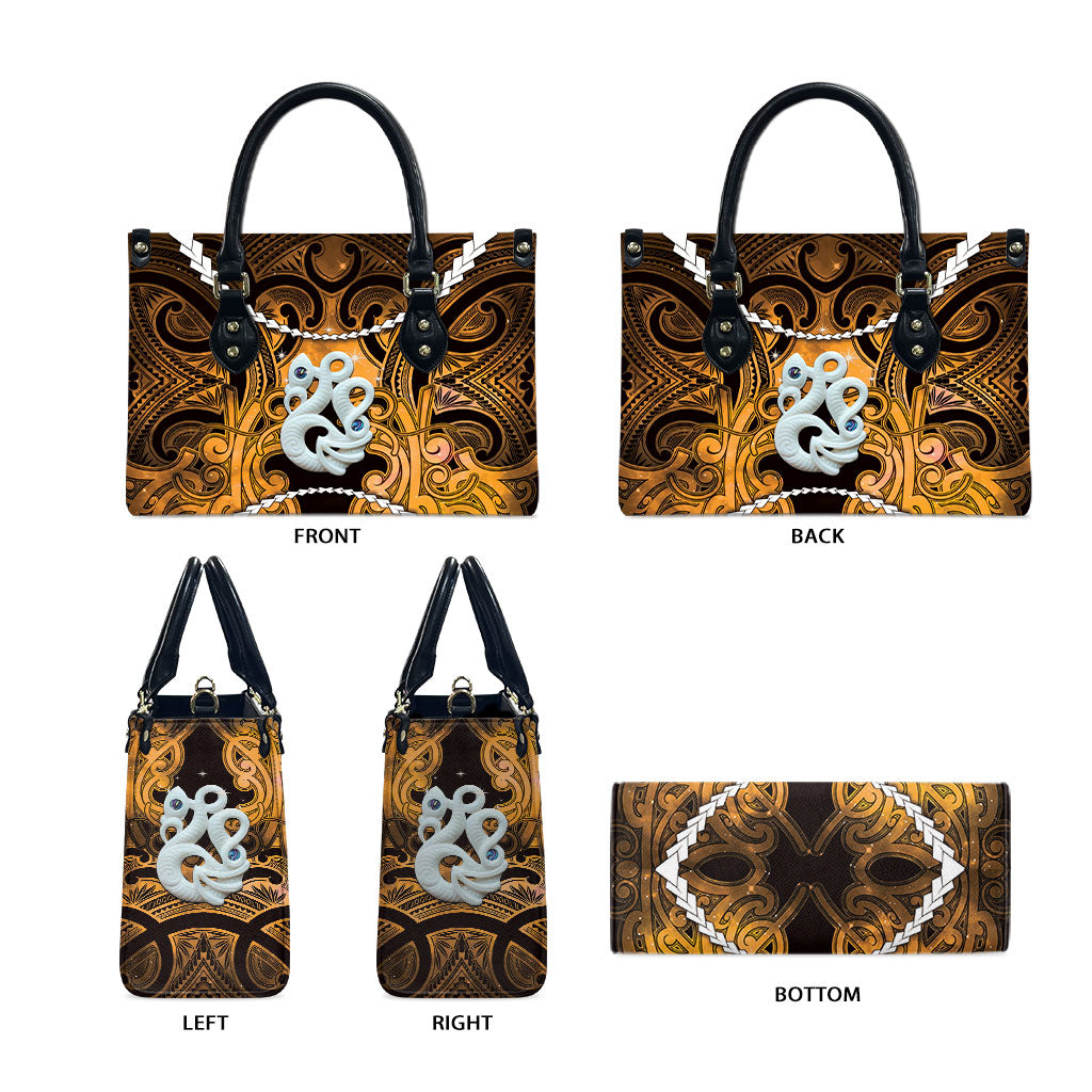 Maori Matariki Manaia Kowhai Leather Bag Maori Kowhaiwhai Pattern Galaxy