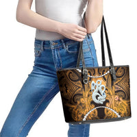 Maori Matariki Manaia Kowhai Leather Tote Bag Maori Kowhaiwhai Pattern Galaxy LT01 - Polynesian Pride