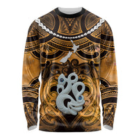 Personalised Maori Matariki Manaia Kowhai Long Sleeve Shirt Maori Kowhaiwhai Pattern Galaxy LT01 Unisex Yellow - Polynesian Pride