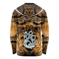 Personalised Maori Matariki Manaia Kowhai Long Sleeve Shirt Maori Kowhaiwhai Pattern Galaxy LT01 - Polynesian Pride