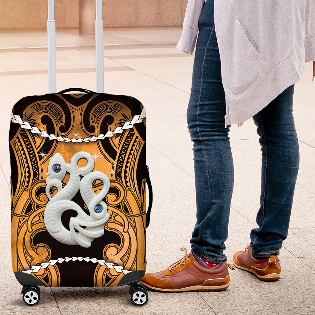 Maori Matariki Manaia Kowhai Luggage Cover Maori Kowhaiwhai Pattern Galaxy LT01 Yellow - Polynesian Pride