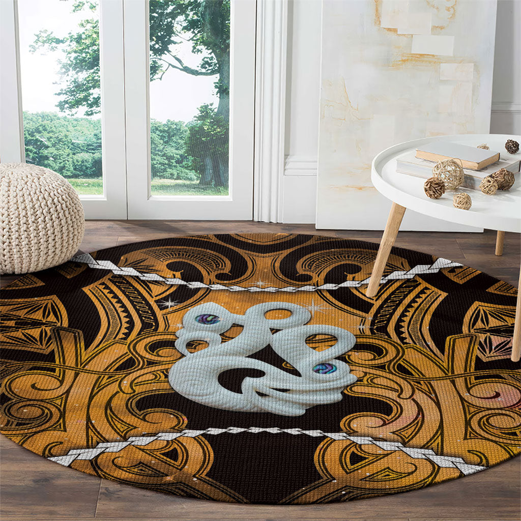 Maori Matariki Manaia Kowhai Round Carpet Maori Kowhaiwhai Pattern Galaxy LT01 - Polynesian Pride