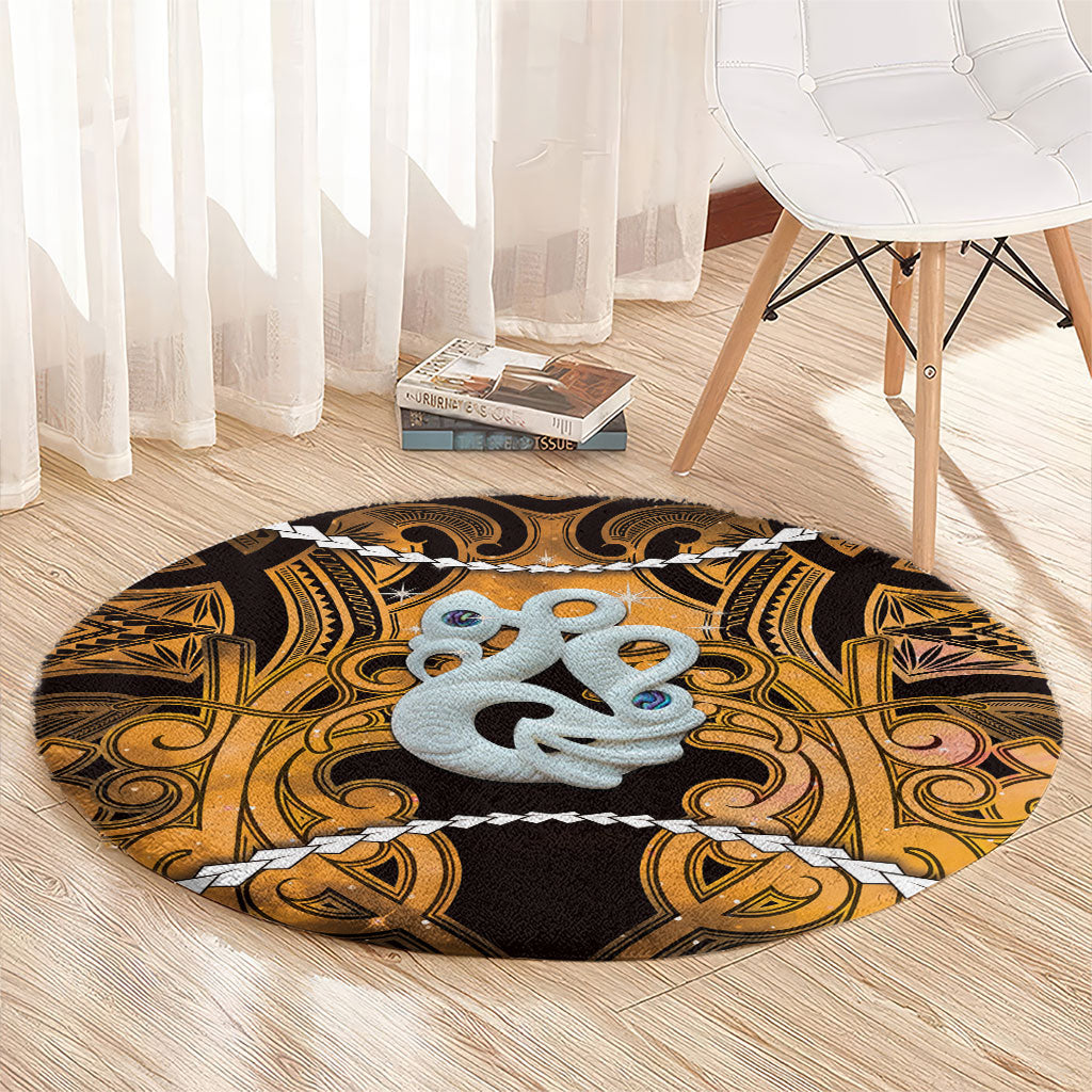 Maori Matariki Manaia Kowhai Round Carpet Maori Kowhaiwhai Pattern Galaxy LT01 - Polynesian Pride