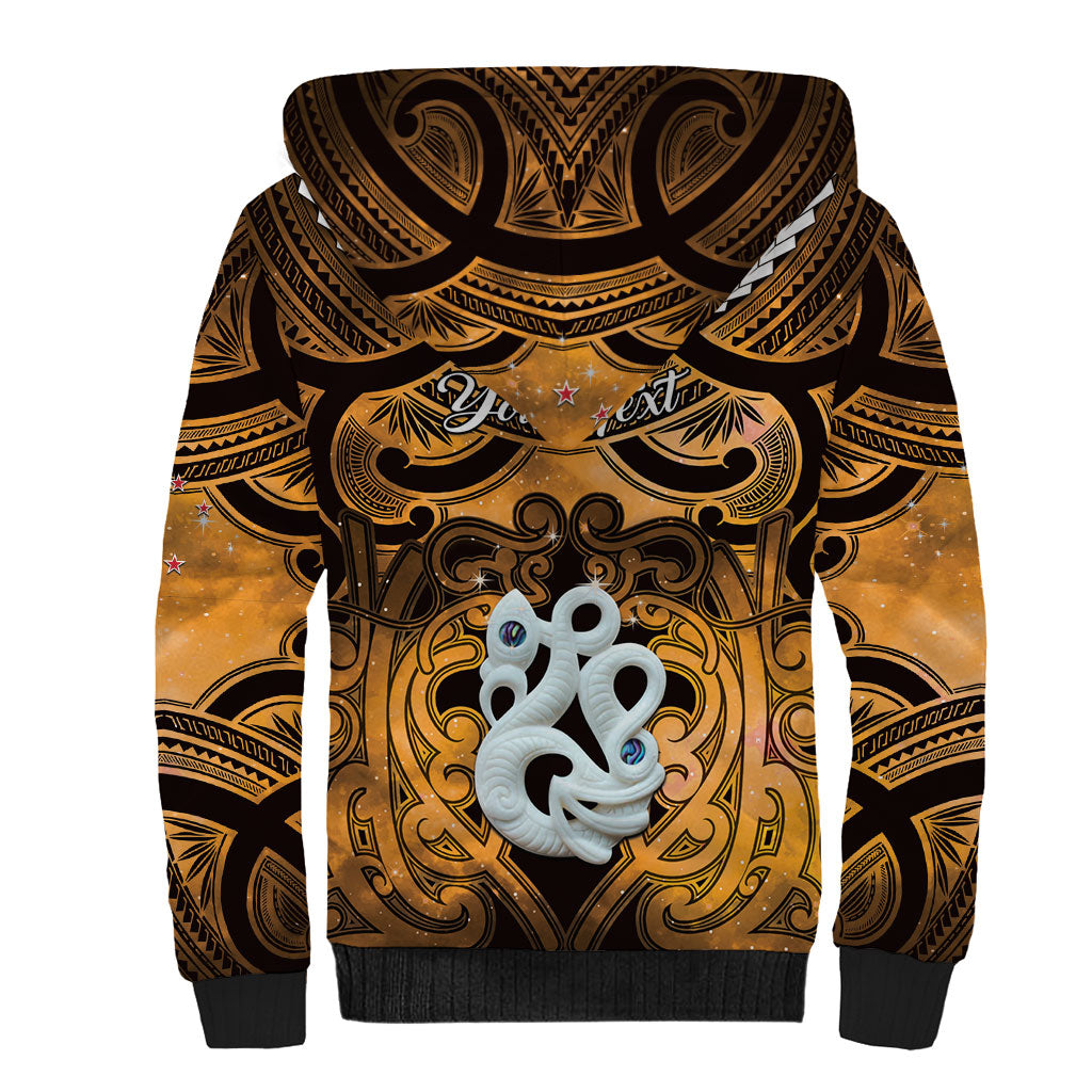 Personalised Maori Matariki Manaia Kowhai Sherpa Hoodie Maori Kowhaiwhai Pattern Galaxy