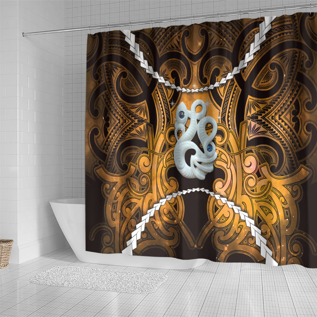 Maori Matariki Manaia Kowhai Shower Curtain Maori Kowhaiwhai Pattern Galaxy LT01 - Polynesian Pride