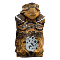Personalised Maori Matariki Manaia Kowhai Sleeveless Hoodie Maori Kowhaiwhai Pattern Galaxy