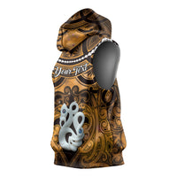 Personalised Maori Matariki Manaia Kowhai Sleeveless Hoodie Maori Kowhaiwhai Pattern Galaxy
