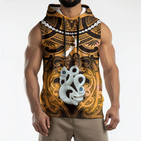 Personalised Maori Matariki Manaia Kowhai Sleeveless Hoodie Maori Kowhaiwhai Pattern Galaxy