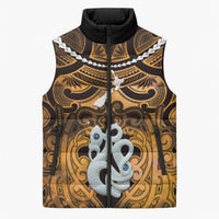 Personalised Maori Matariki Manaia Kowhai Sleeveless Puffer Jacket Maori Kowhaiwhai Pattern Galaxy LT01 Unisex Yellow - Polynesian Pride