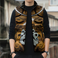 Personalised Maori Matariki Manaia Kowhai Sleeveless Puffer Jacket Maori Kowhaiwhai Pattern Galaxy LT01 - Polynesian Pride