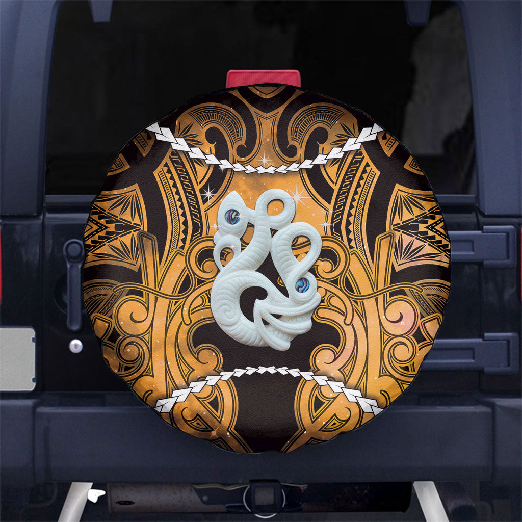 Maori Matariki Manaia Kowhai Spare Tire Cover Maori Kowhaiwhai Pattern Galaxy LT01 No hole Yellow - Polynesian Pride