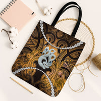 Maori Matariki Manaia Kowhai Tote Bag Maori Kowhaiwhai Pattern Galaxy LT01 Black Strap One Size Yellow - Polynesian Pride