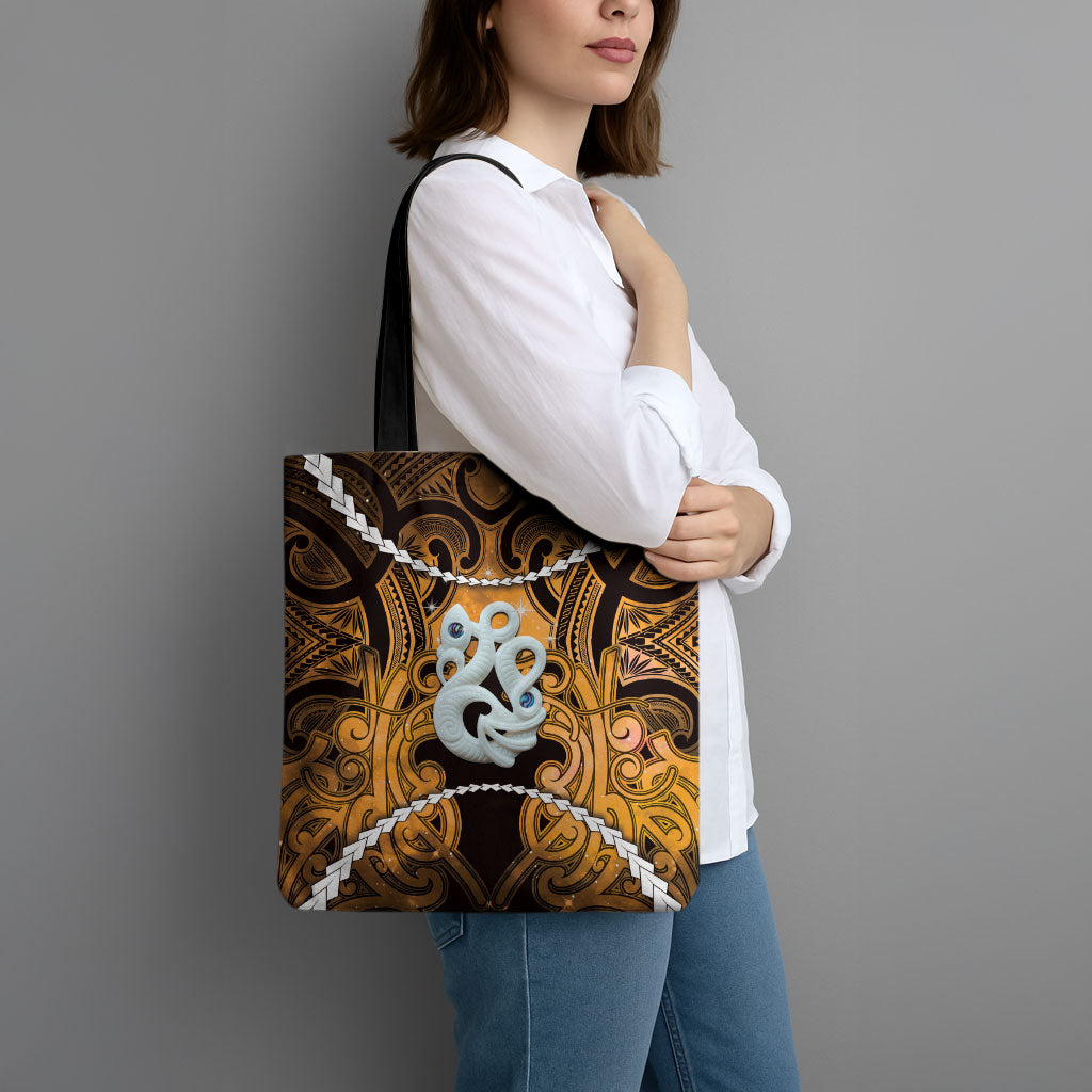 Maori Matariki Manaia Kowhai Tote Bag Maori Kowhaiwhai Pattern Galaxy LT01 - Polynesian Pride